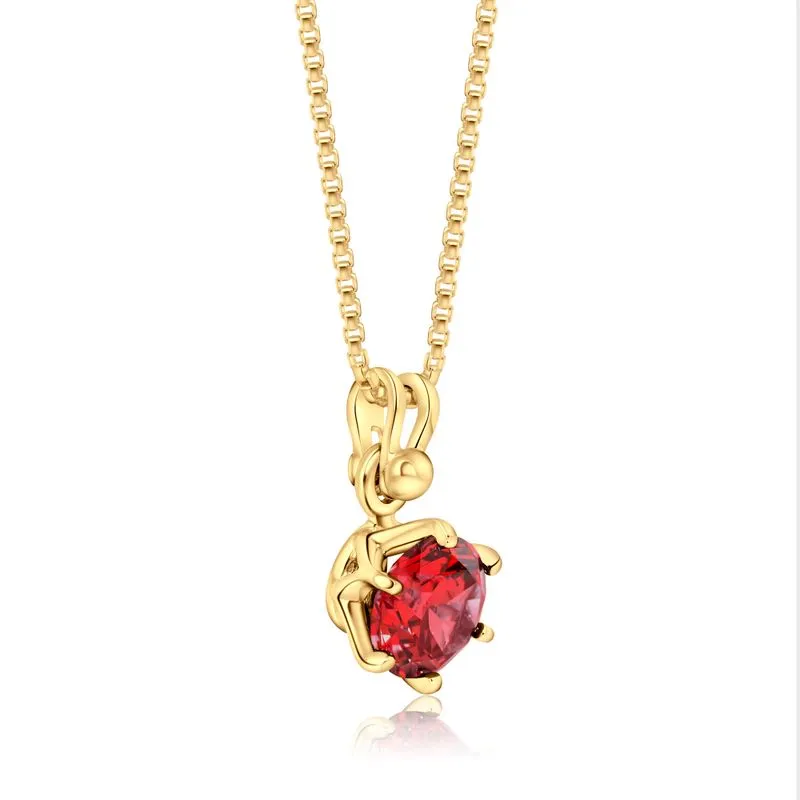 14K Gold Plated Garnet Necklace, December Birthstone