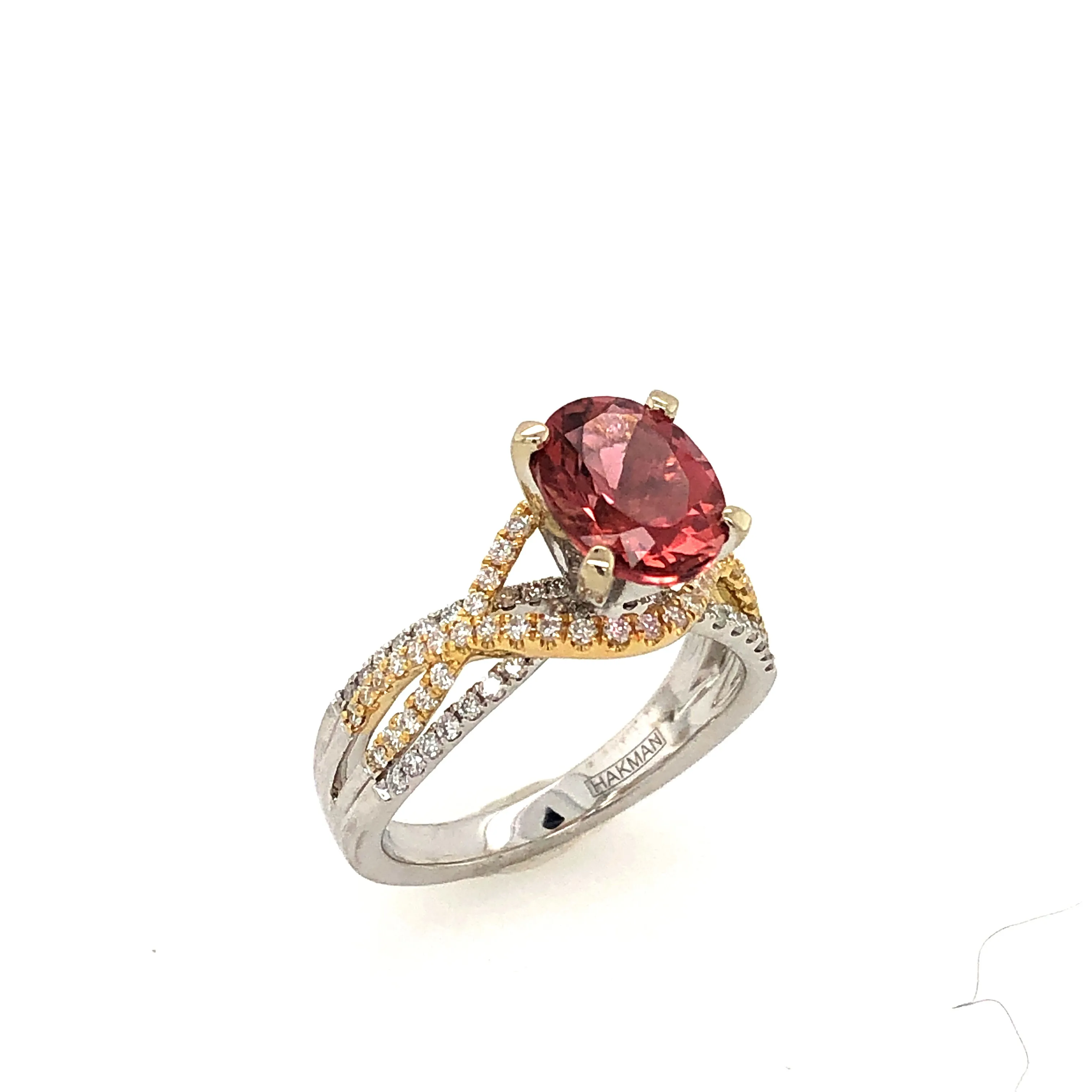 18k White and Yellow Gold Pink Tourmaline Ring