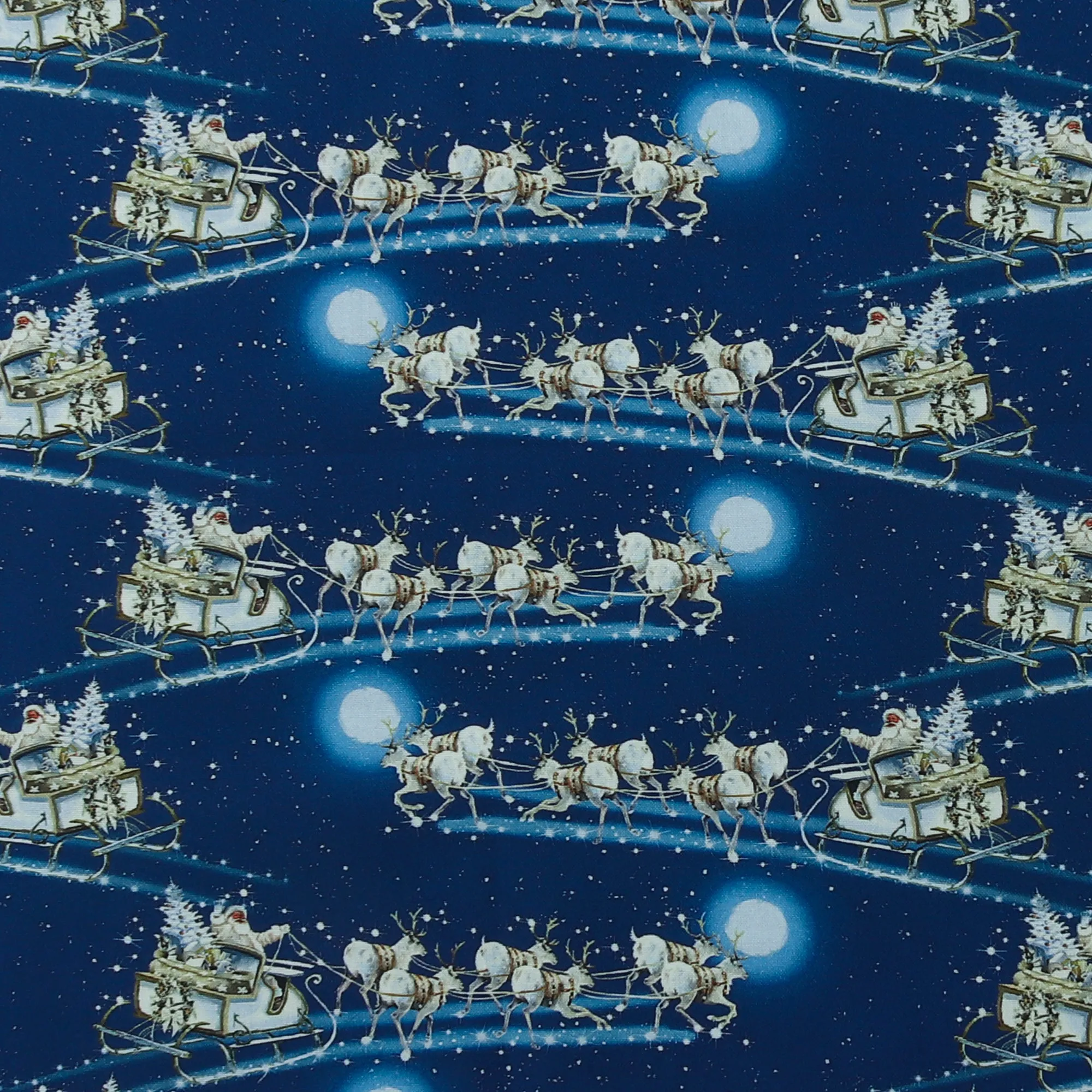 3 Wishes Fabrics - Printed Cotton - HERE COMES SANTA - 006 - Blue