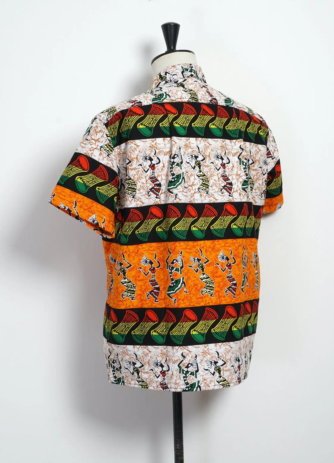 50s Milano Shirt | African Wax Block Print | Rasta