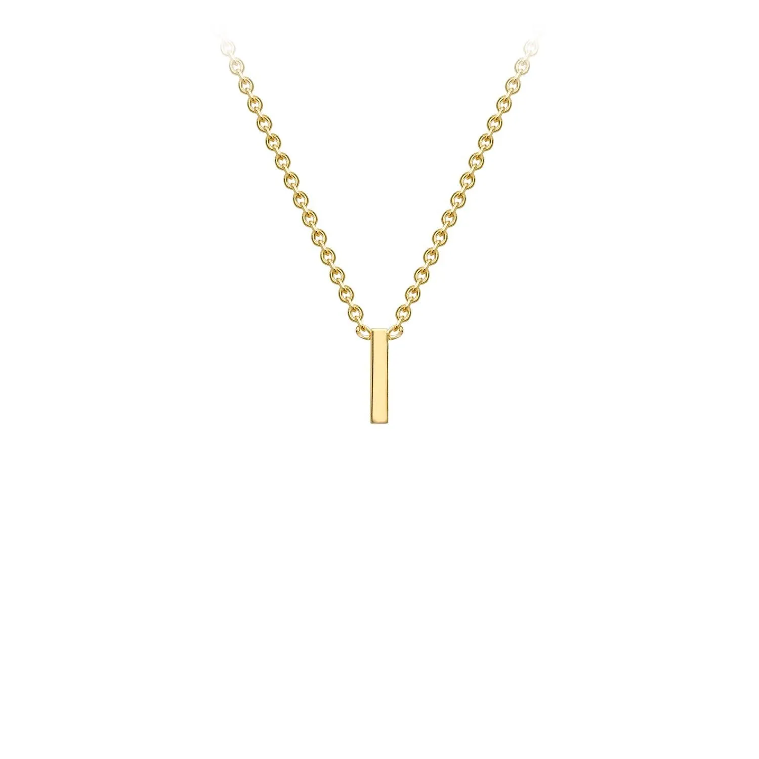 9K Yellow Gold 'I' Initial Adjustable Letter Necklace 38/43cm