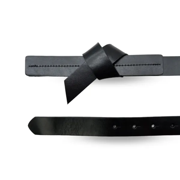 ALEXANDRIA - Women's Black Genuine Leather Knot Belt