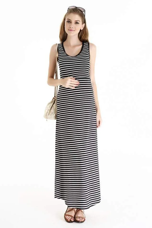 Amelia Maxi Dress Black Stripe