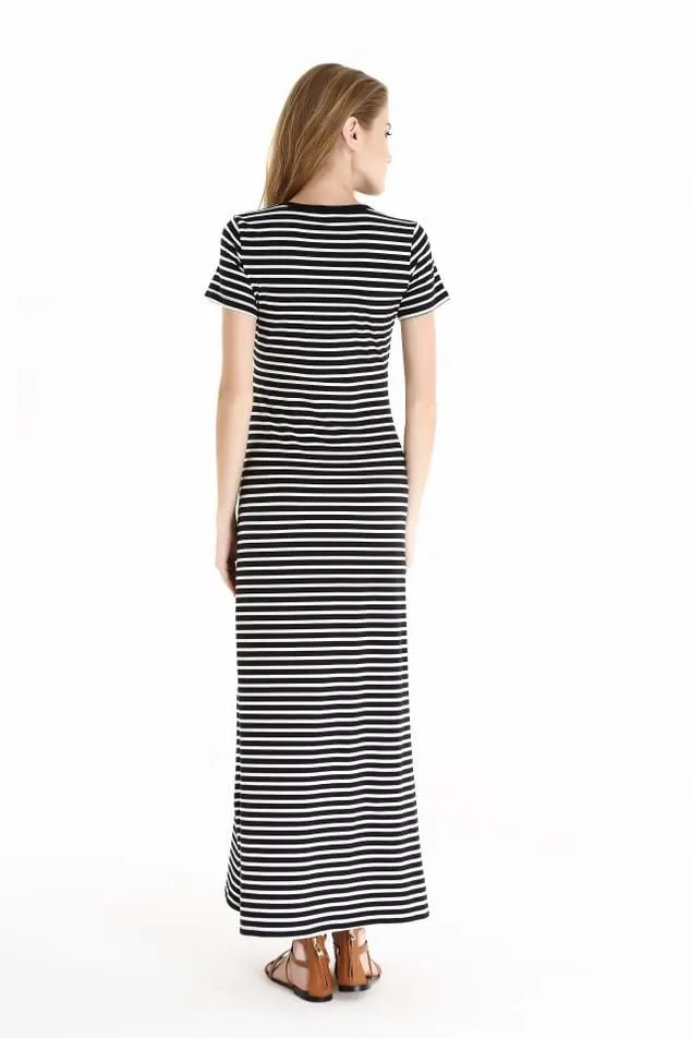 Amelia Maxi Dress Black Stripe