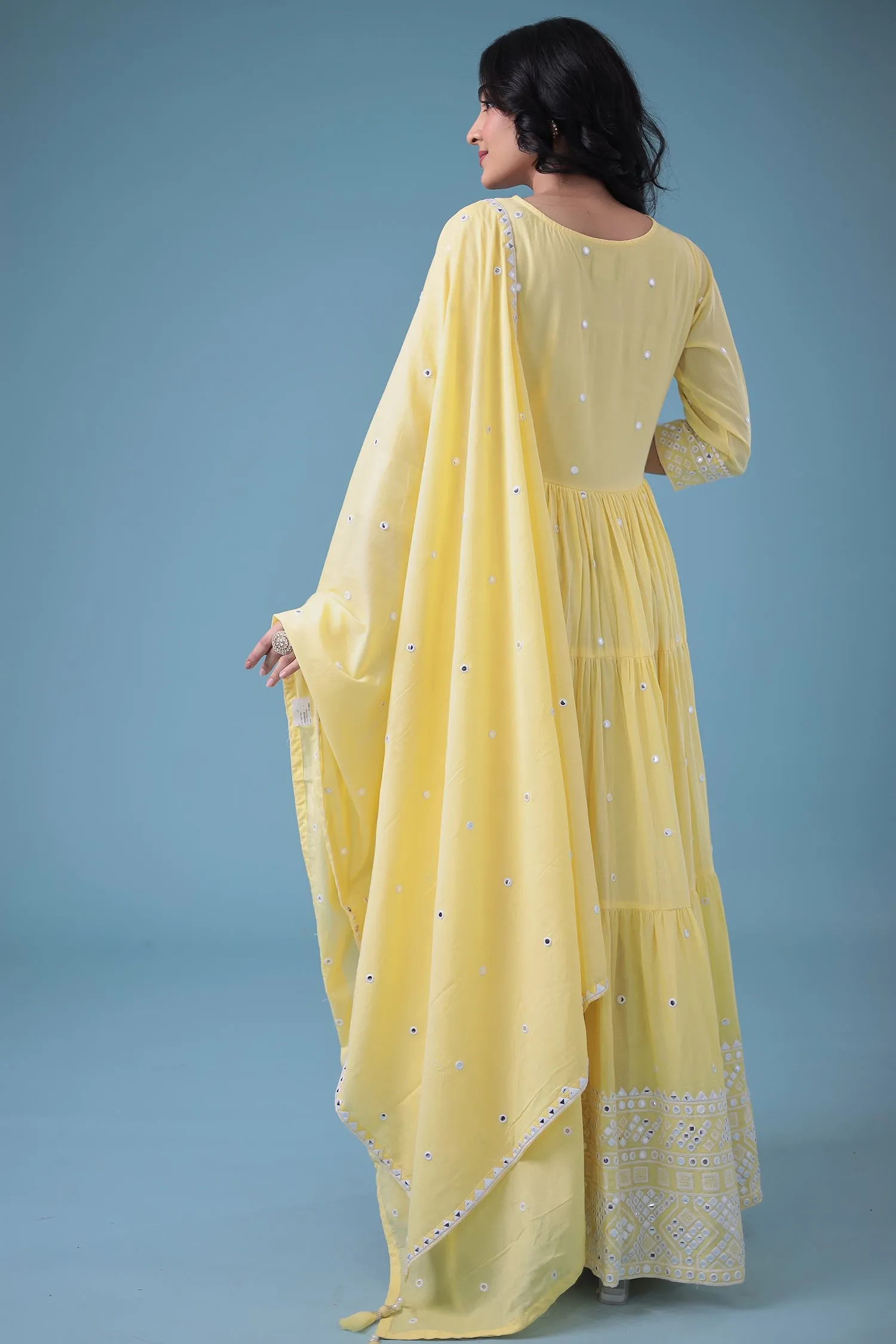 Anarkali Chanderi Suit with Embroidered work