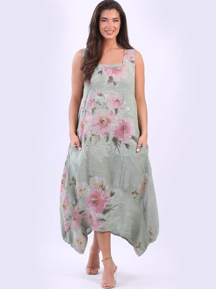 Anne   Kate Italian Floral Linen Sundress