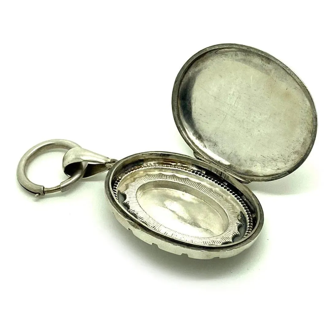 Antique Victorian Silver Locket Necklace