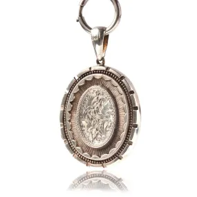 Antique Victorian Silver Locket Necklace