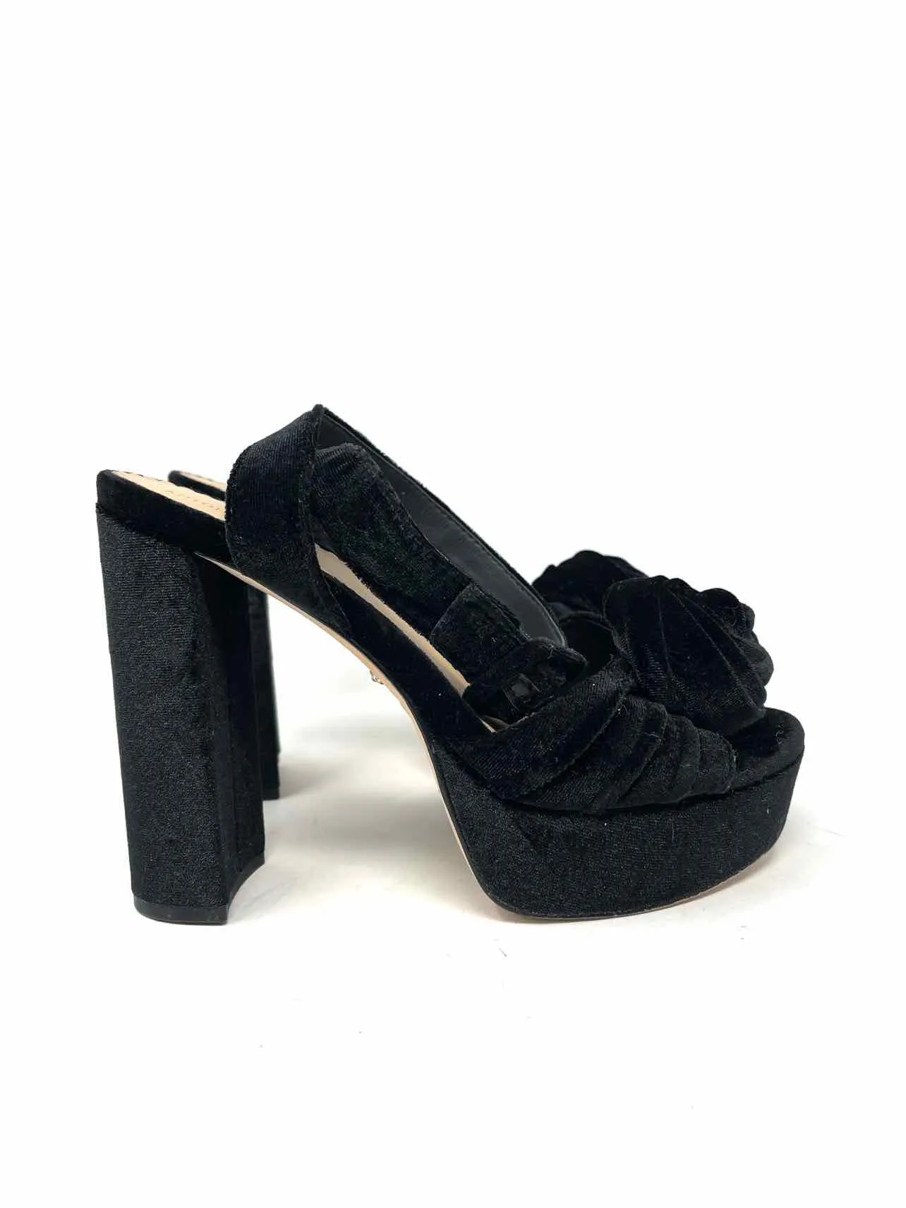 Antonio Melani Size 6.5 Black Rosette Velvet Shoes Sandals Heels