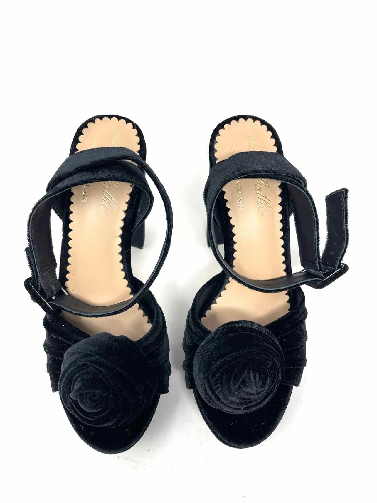 Antonio Melani Size 6.5 Black Rosette Velvet Shoes Sandals Heels