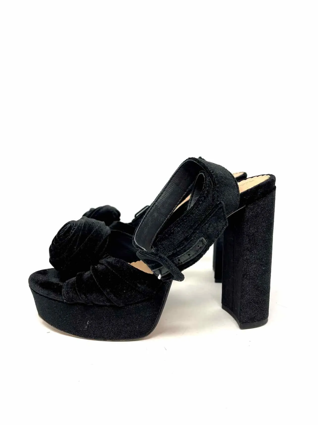 Antonio Melani Size 6.5 Black Rosette Velvet Shoes Sandals Heels