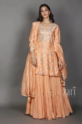 Bandhej Chanderi Suit with Gota Patti, Thread, Zardozi work.