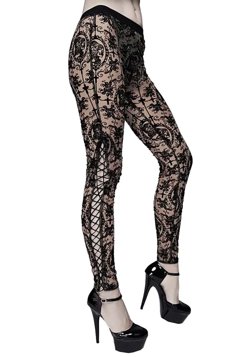 Bathory Edwardian Cameo Mesh Leggings