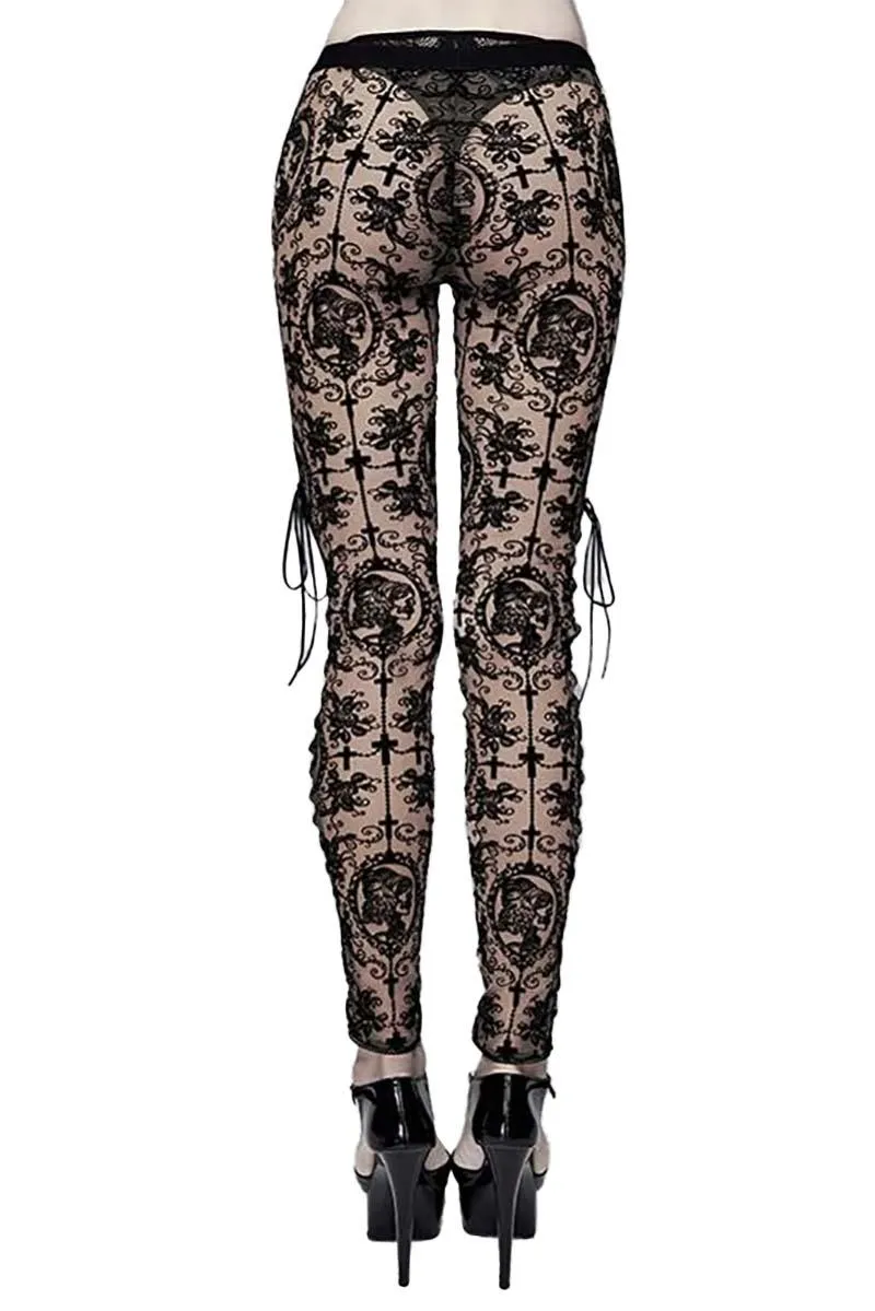 Bathory Edwardian Cameo Mesh Leggings