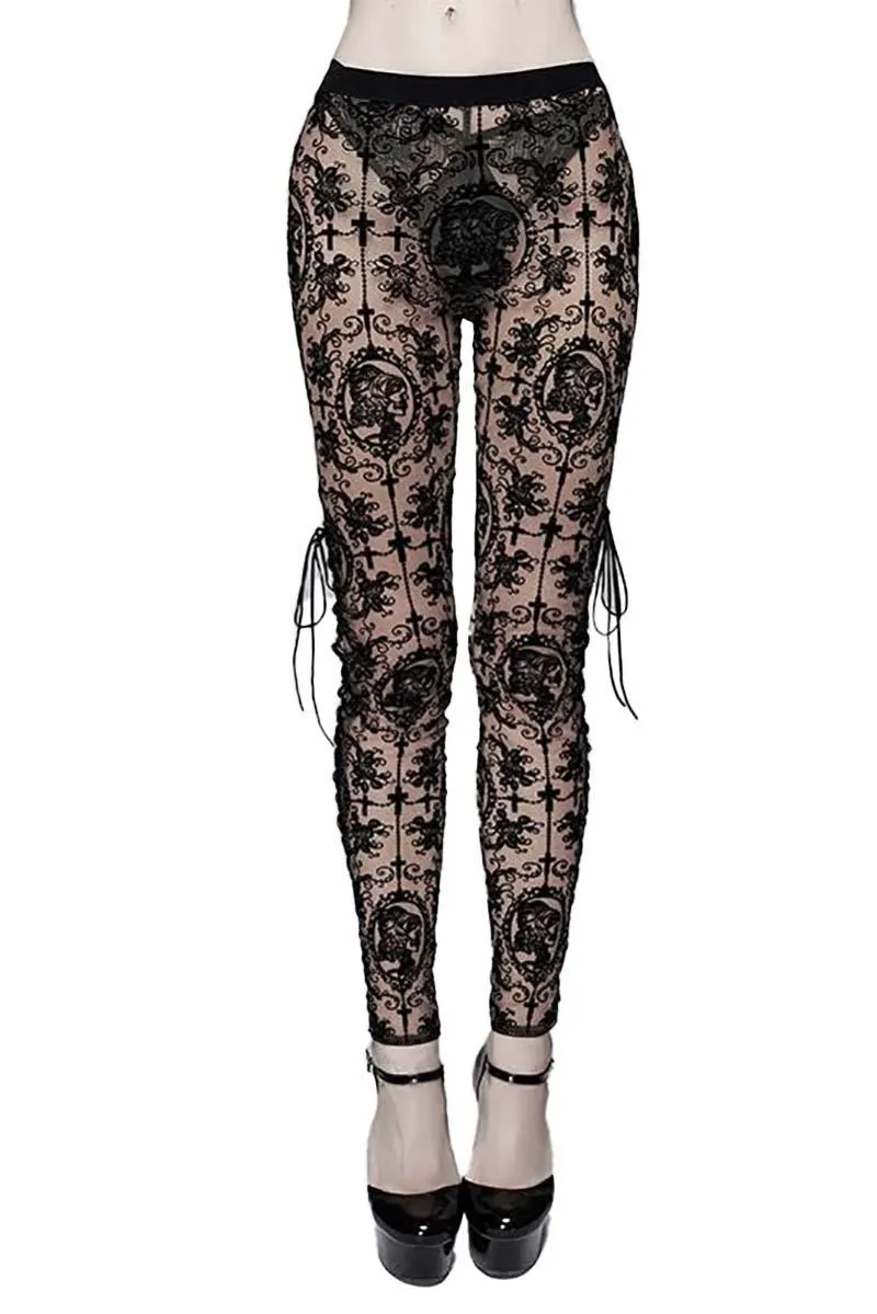 Bathory Edwardian Cameo Mesh Leggings