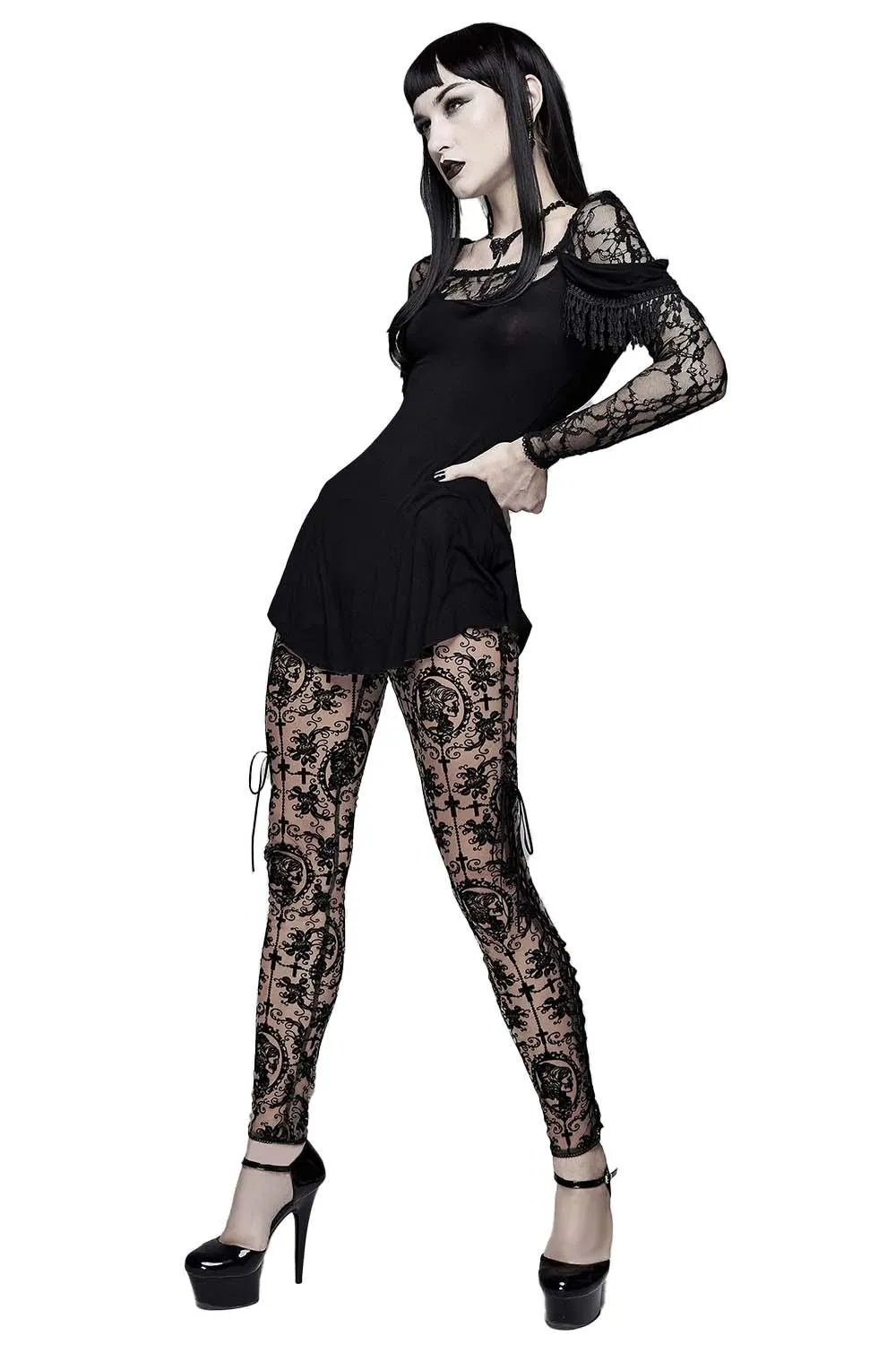 Bathory Edwardian Cameo Mesh Leggings