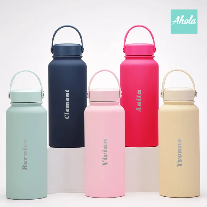 【Belly】Engraved Name Stainless Steel Hot or Cold Bottle With Handle 刻名不鏽鋼可手挽保冷/保温樽