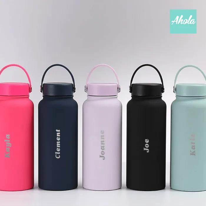 【Belly】Engraved Name Stainless Steel Hot or Cold Bottle With Handle 刻名不鏽鋼可手挽保冷/保温樽