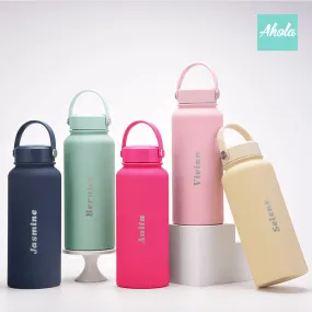 【Belly】Engraved Name Stainless Steel Hot or Cold Bottle With Handle 刻名不鏽鋼可手挽保冷/保温樽