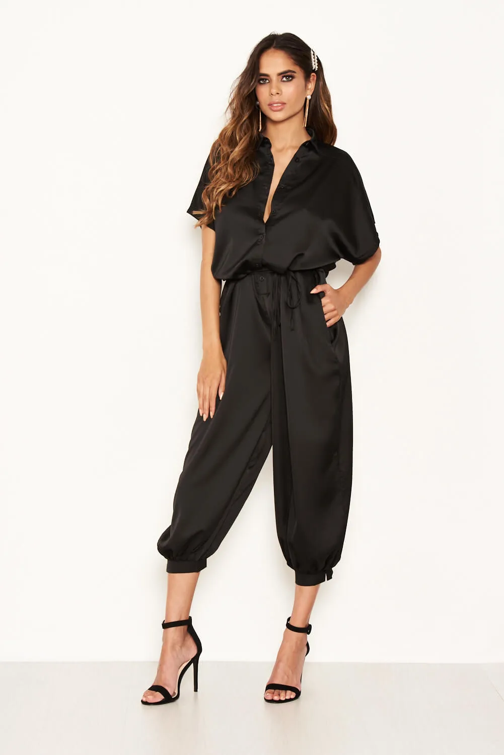 Black Button Up Jumpsuit