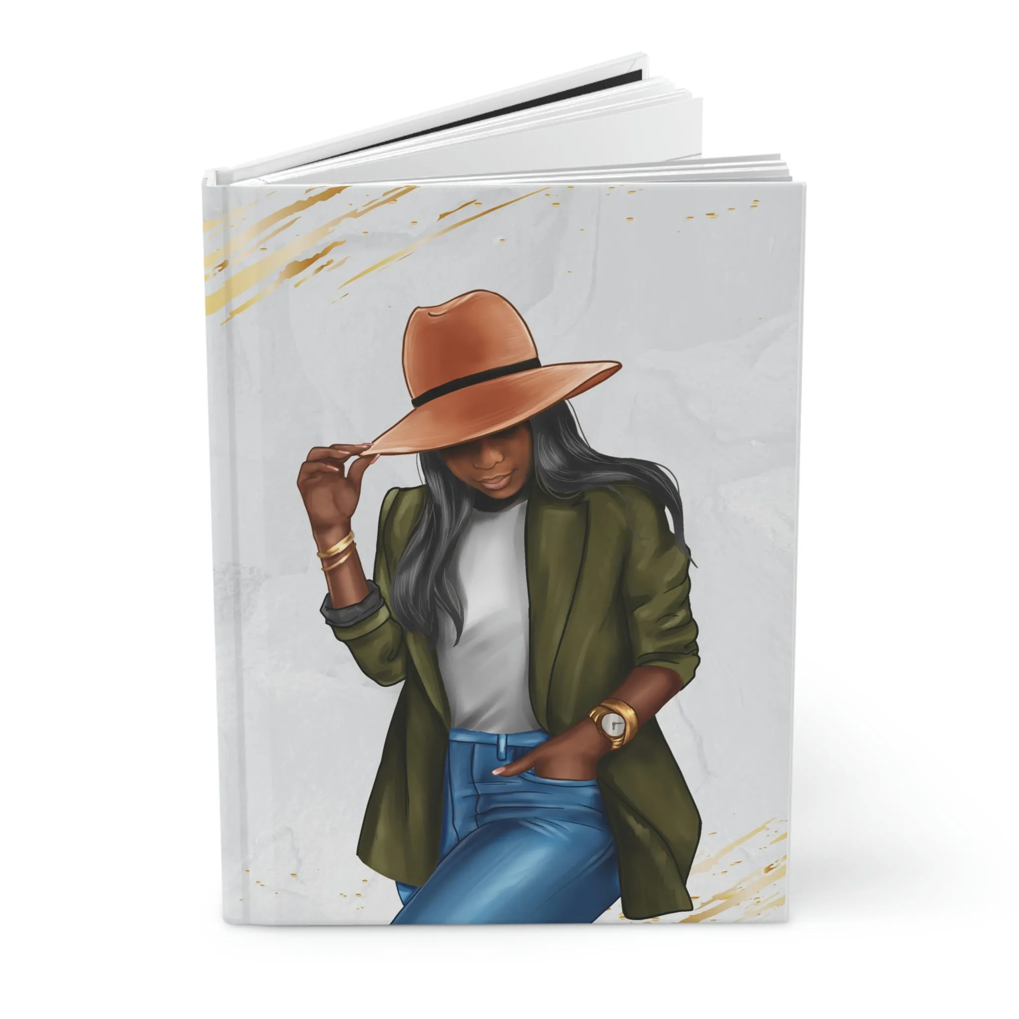 Black Girl in Denim Hardcover Matte Journal | Lined Pages for daily writing