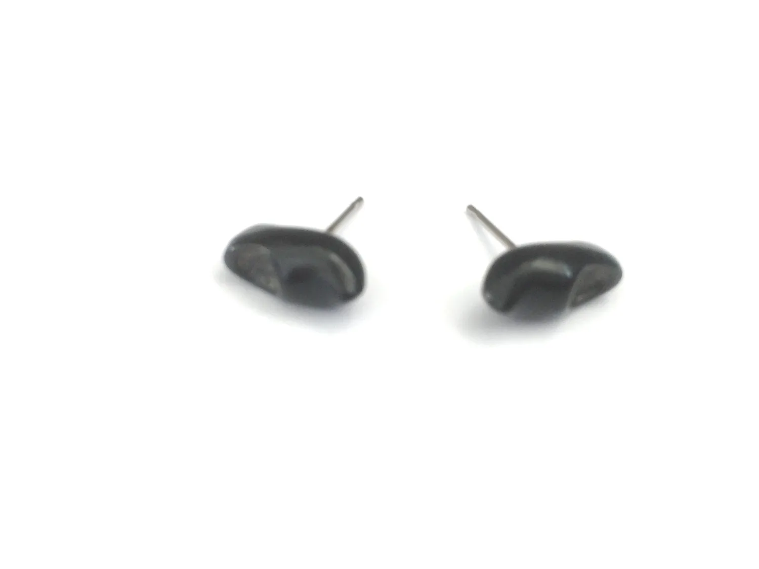 Black Lucite Minimal & Tiny Clogs Stud Earrings