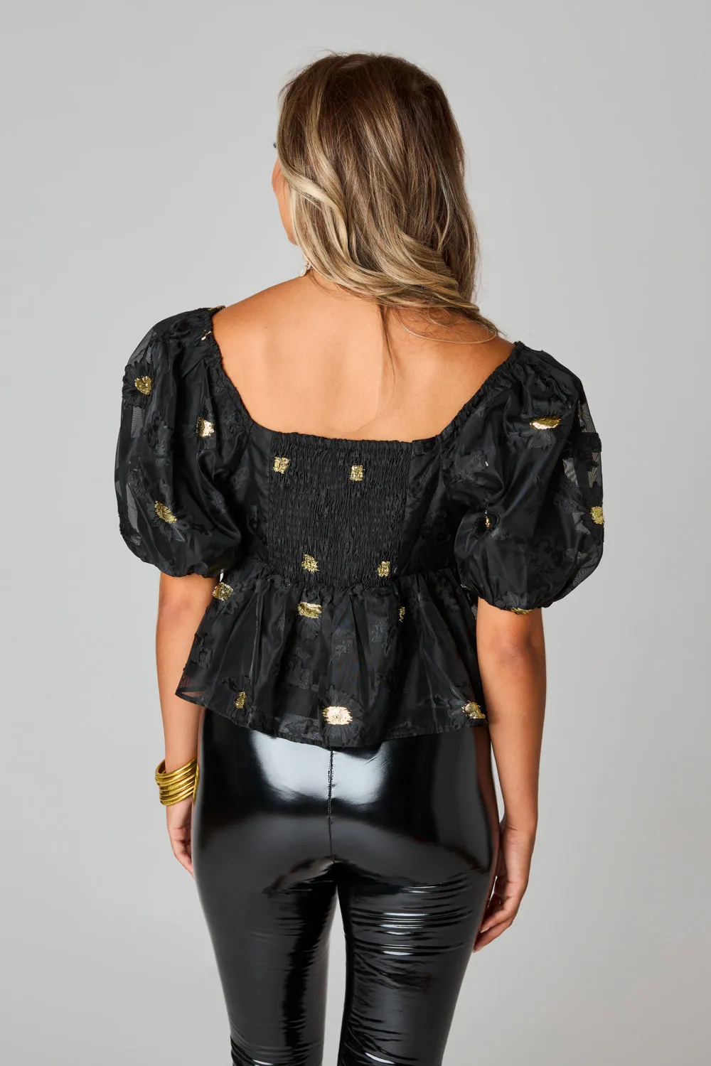 Blakely Peplum Short Sleeve Top - Koi