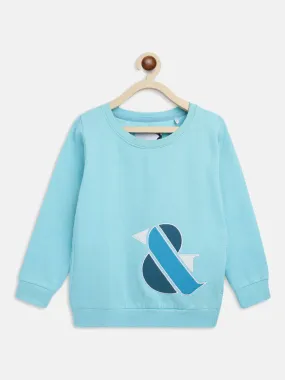 Boys Blue Printed Cotton Sweatshirt