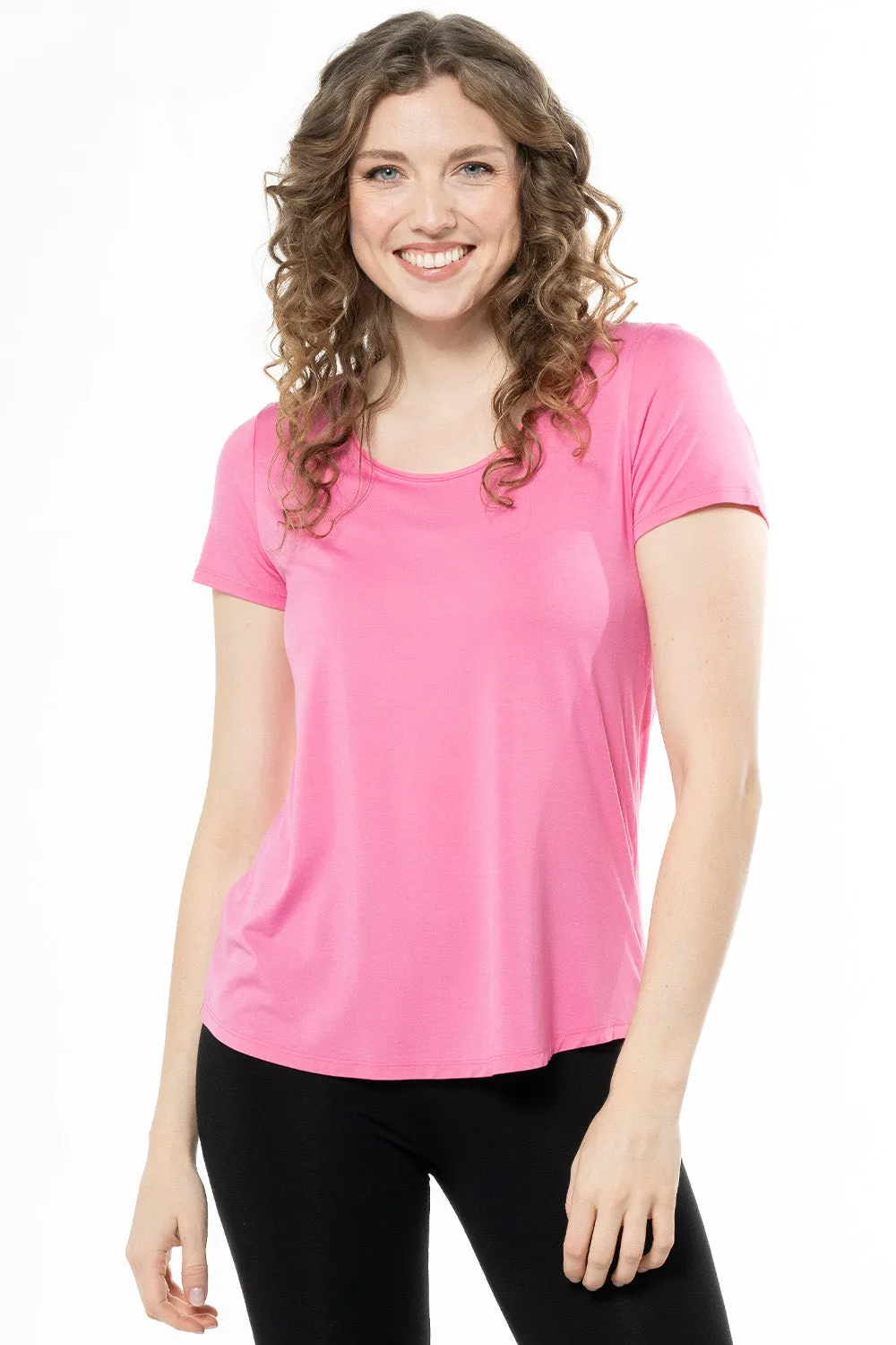 Brenda U-Neck Bamboo Tee - Wild Orchid