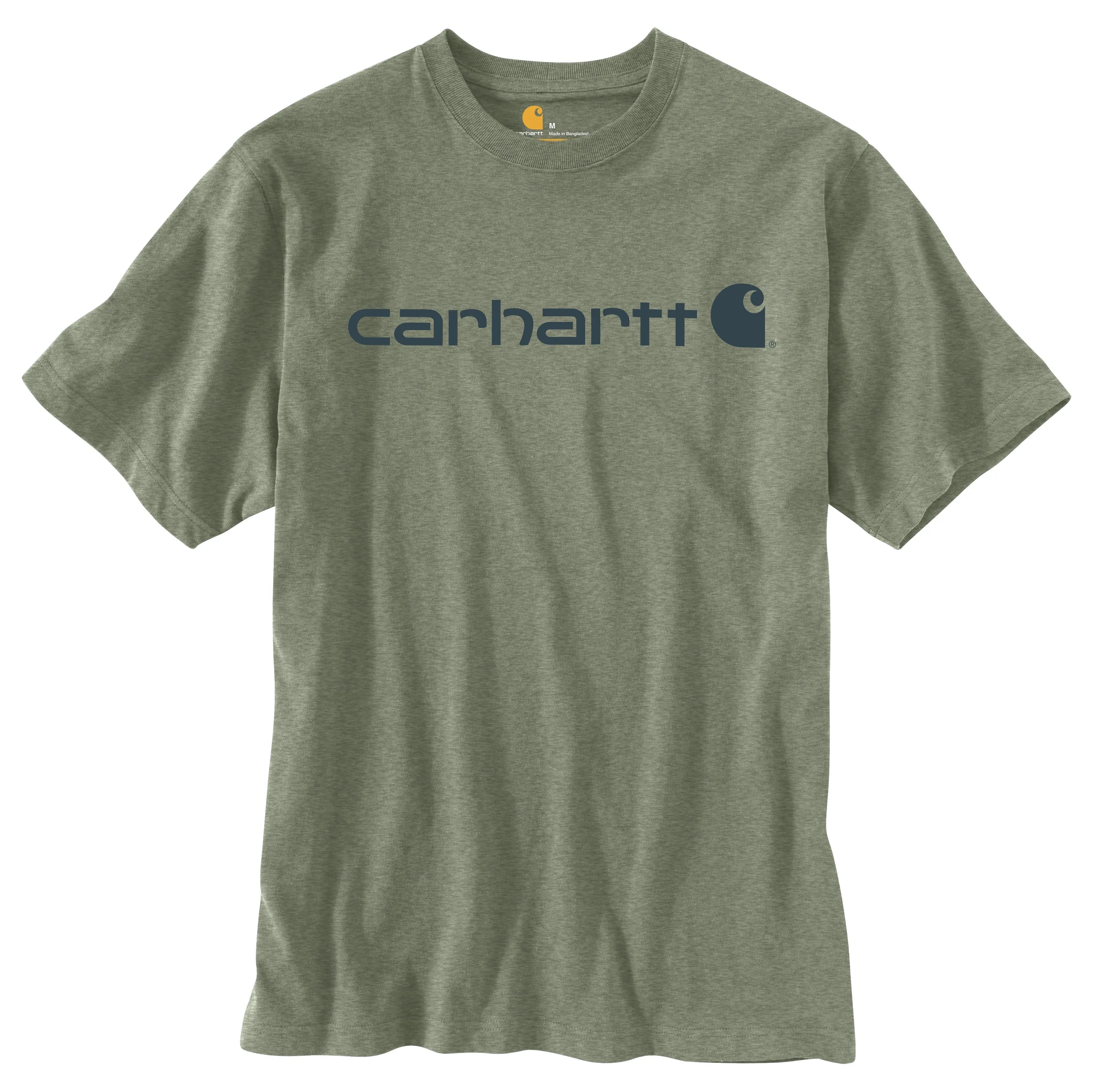 Carhartt Men's Signature Logo Short Sleeve T-Shirt_Oil Green Heather