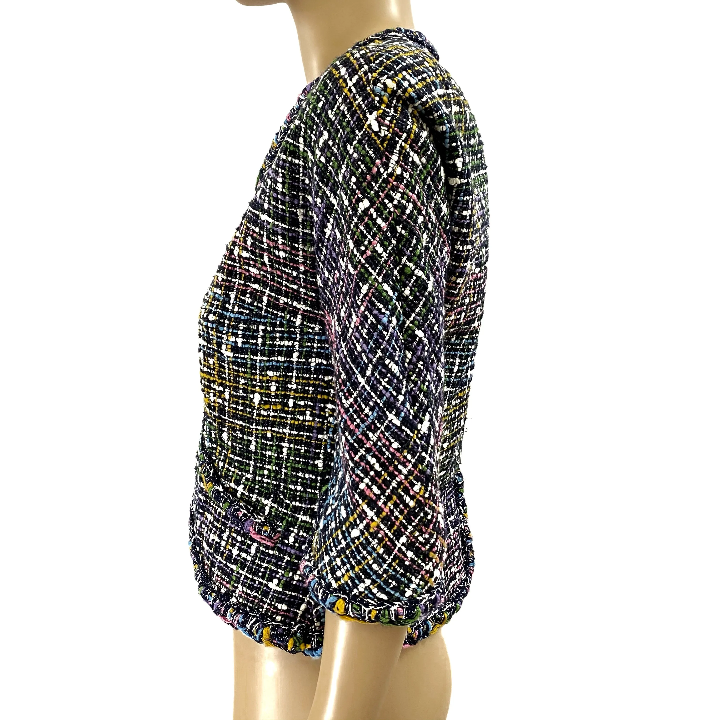 CHANEL Multi Color Tweed Silver Threading Jacket Size 38 | 8