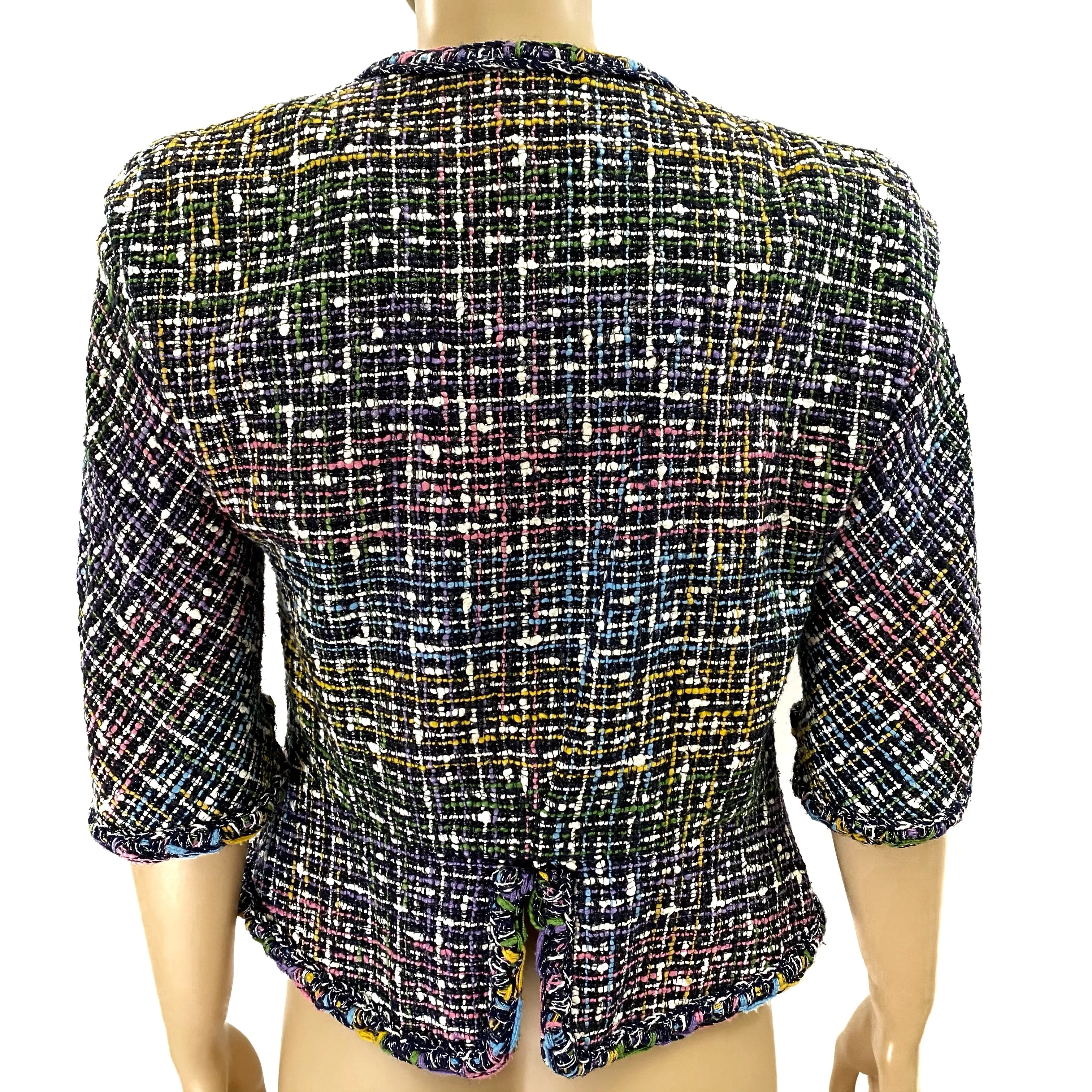 CHANEL Multi Color Tweed Silver Threading Jacket Size 38 | 8