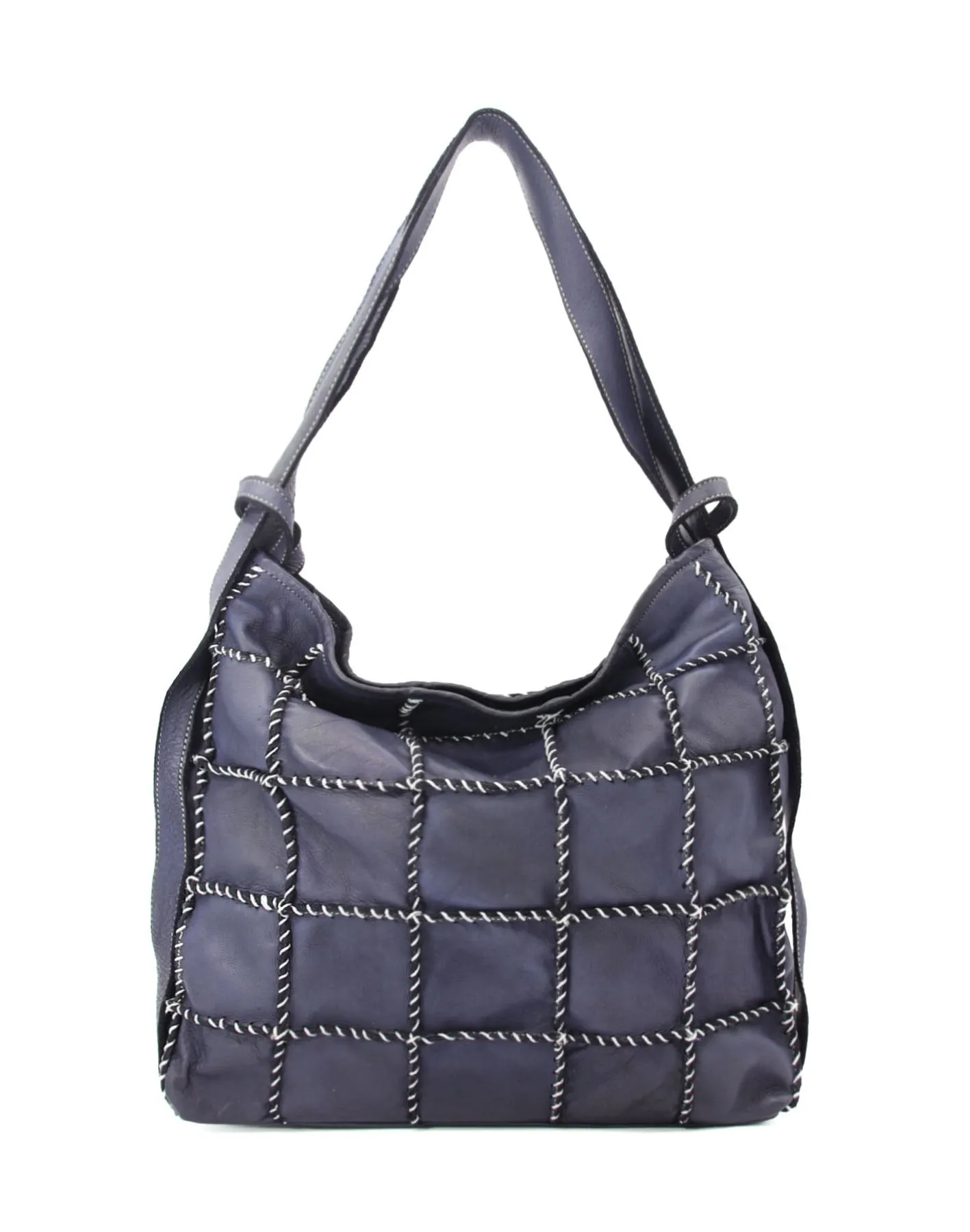 Checker-stitch leather shoulder bag wholesale