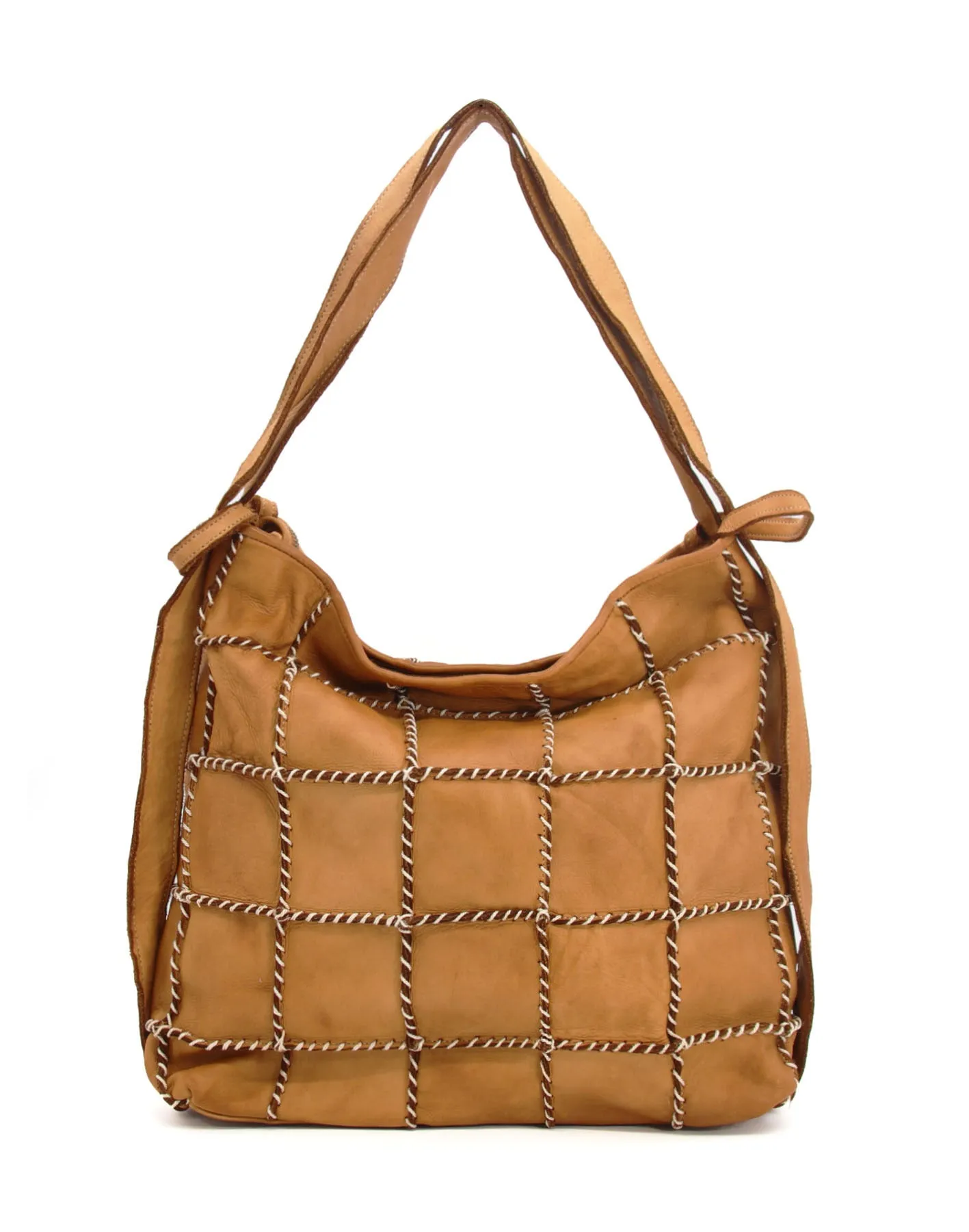 Checker-stitch leather shoulder bag wholesale