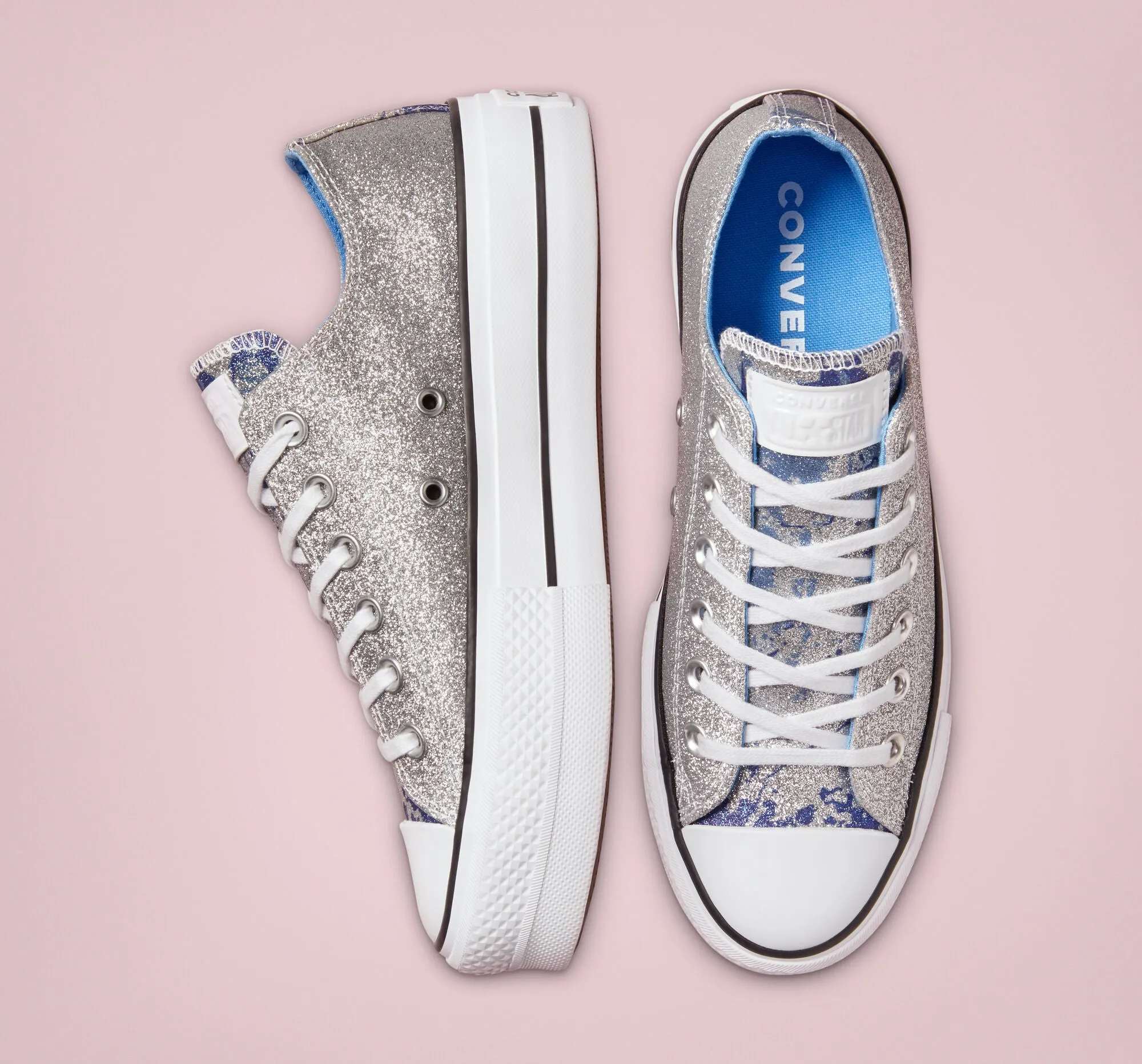 CONVERSE CHUCK PLATEAU Hybrid Shine Lift Silver University Blue