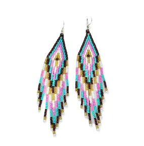 Cotton Candy Skies Beaded Boho Earrings | Native Embera Statement Earrings