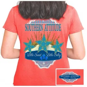 Country Life Outfitters Southern Attitude Coral Starfish Vintage Girlie Bright T Shirt