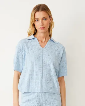 Crochet Knit Oversized Polo Tee