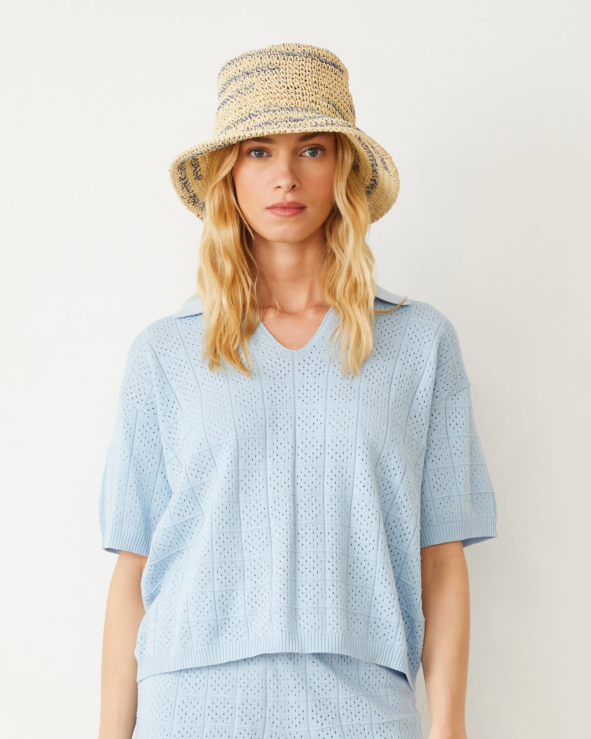 Crochet Knit Oversized Polo Tee