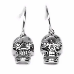 Dangling Skull with Zirconia Eyes Earrings