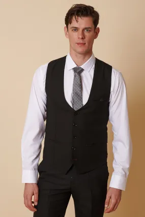 DANNY - Black Single Breasted Waistcoat