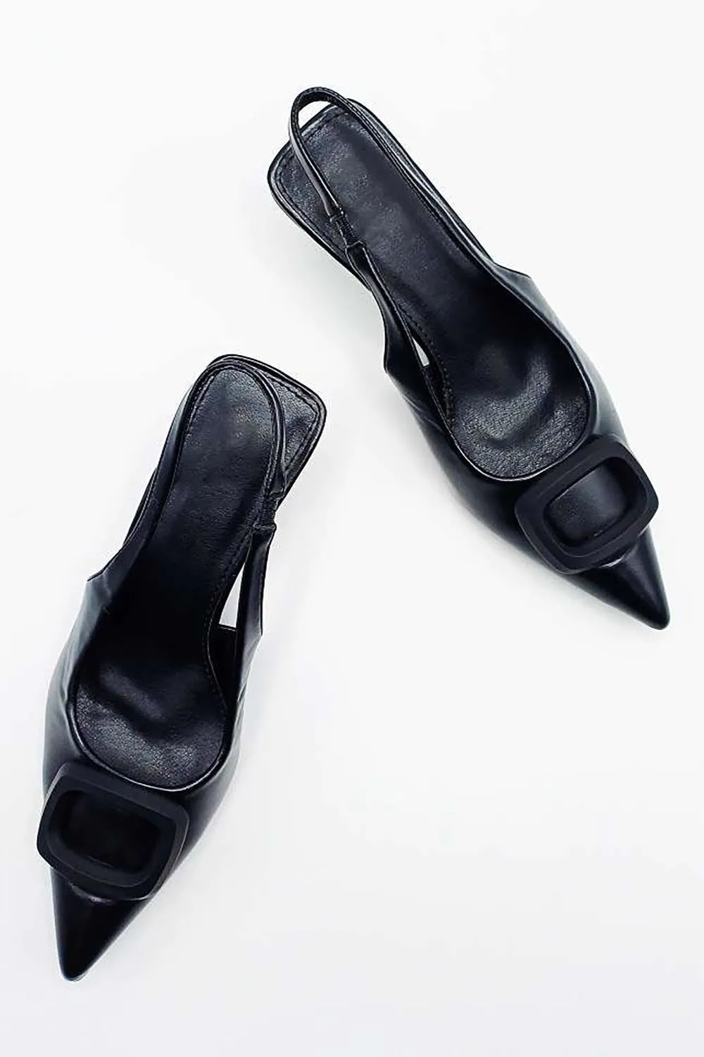 Elia Slingback Spool Heel Court Shoes in Black