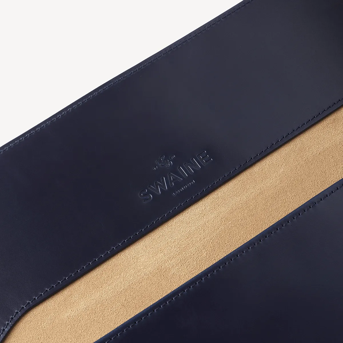 Eton Document Holder - Navy with Beige suede lining