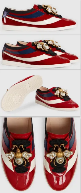 'Falacer' Patent Leather Sneaker with Web, Red