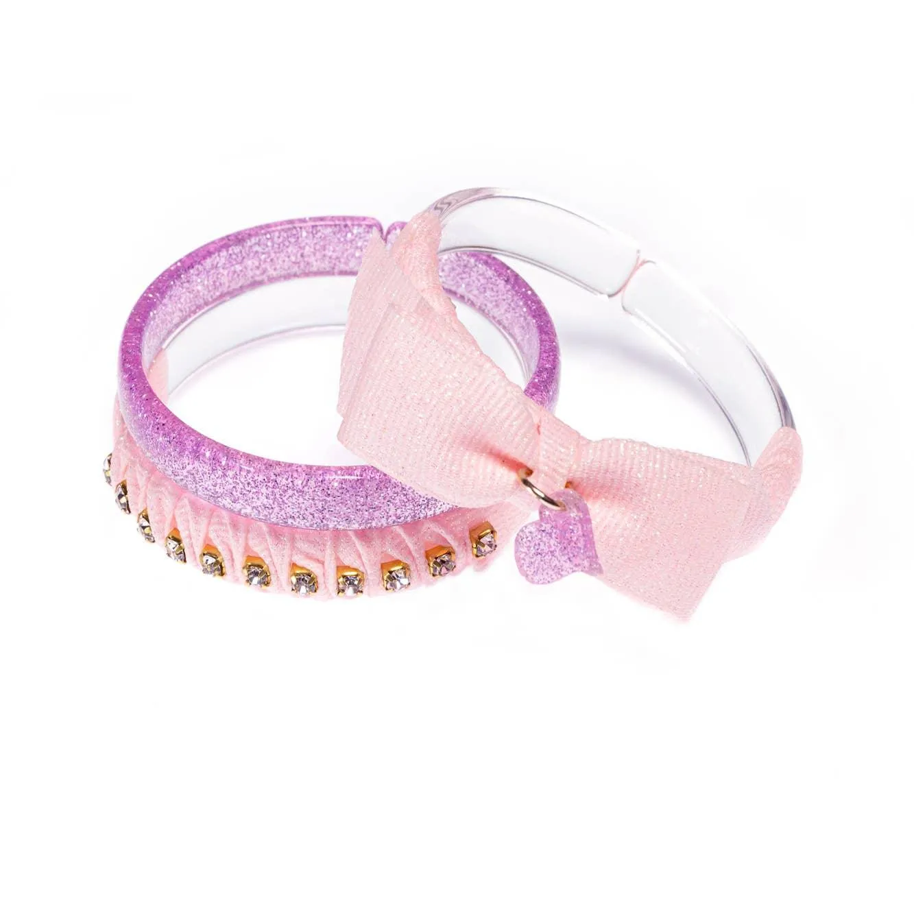 Fancy Pink Fabric Bangles Set