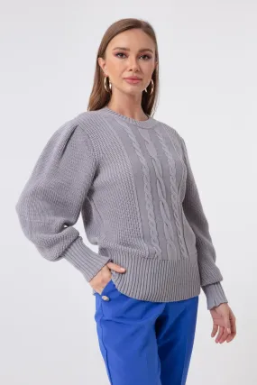 Female Bicycle Neckline Shirred Knitwear Sweater