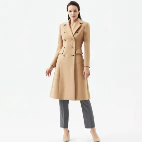 Fit & Flare Double Breasted Wool Blend Coat