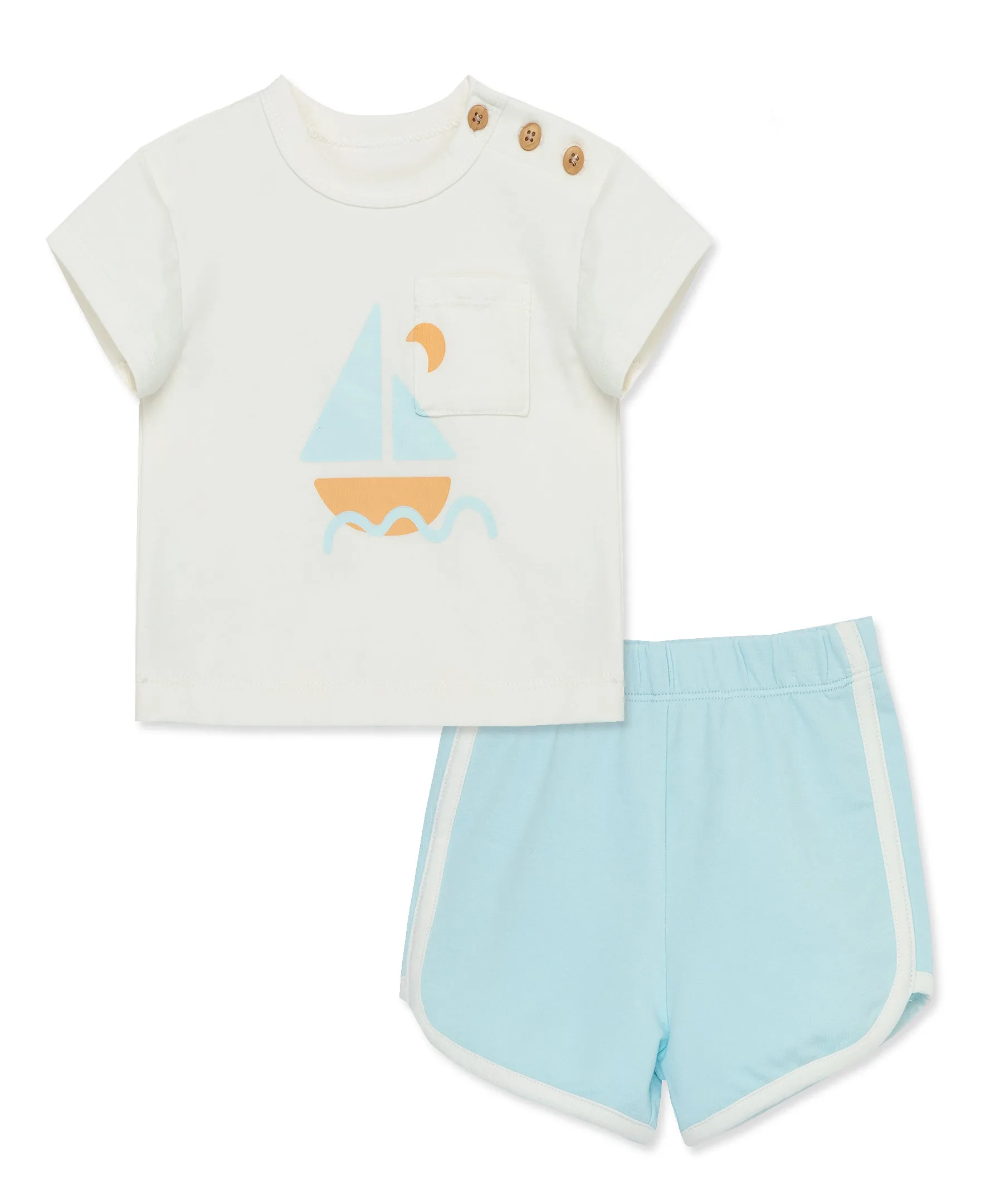 Focus Kids Blue Sail Away Retro Short Set (12M-24M)