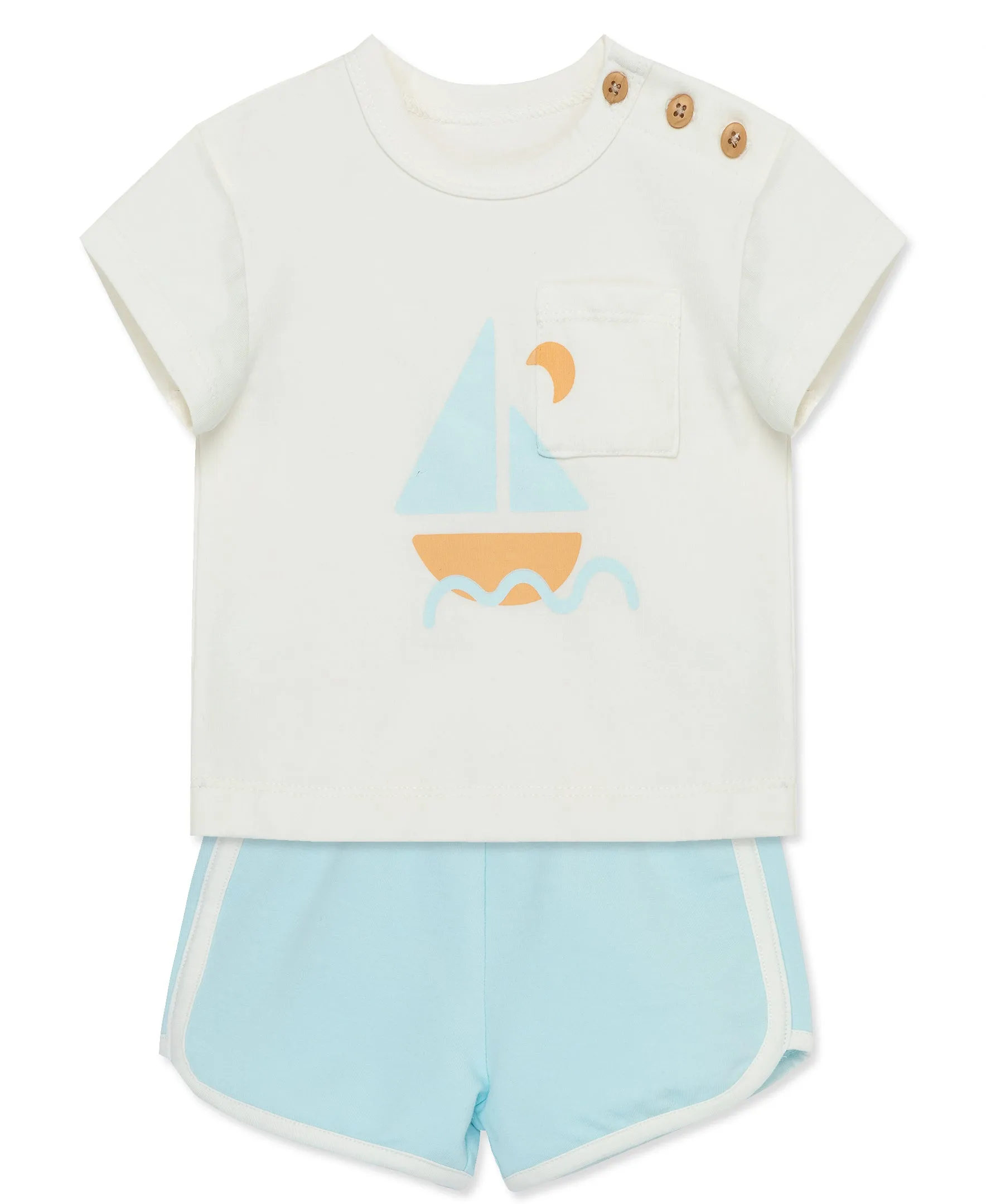 Focus Kids Blue Sail Away Retro Short Set (12M-24M)