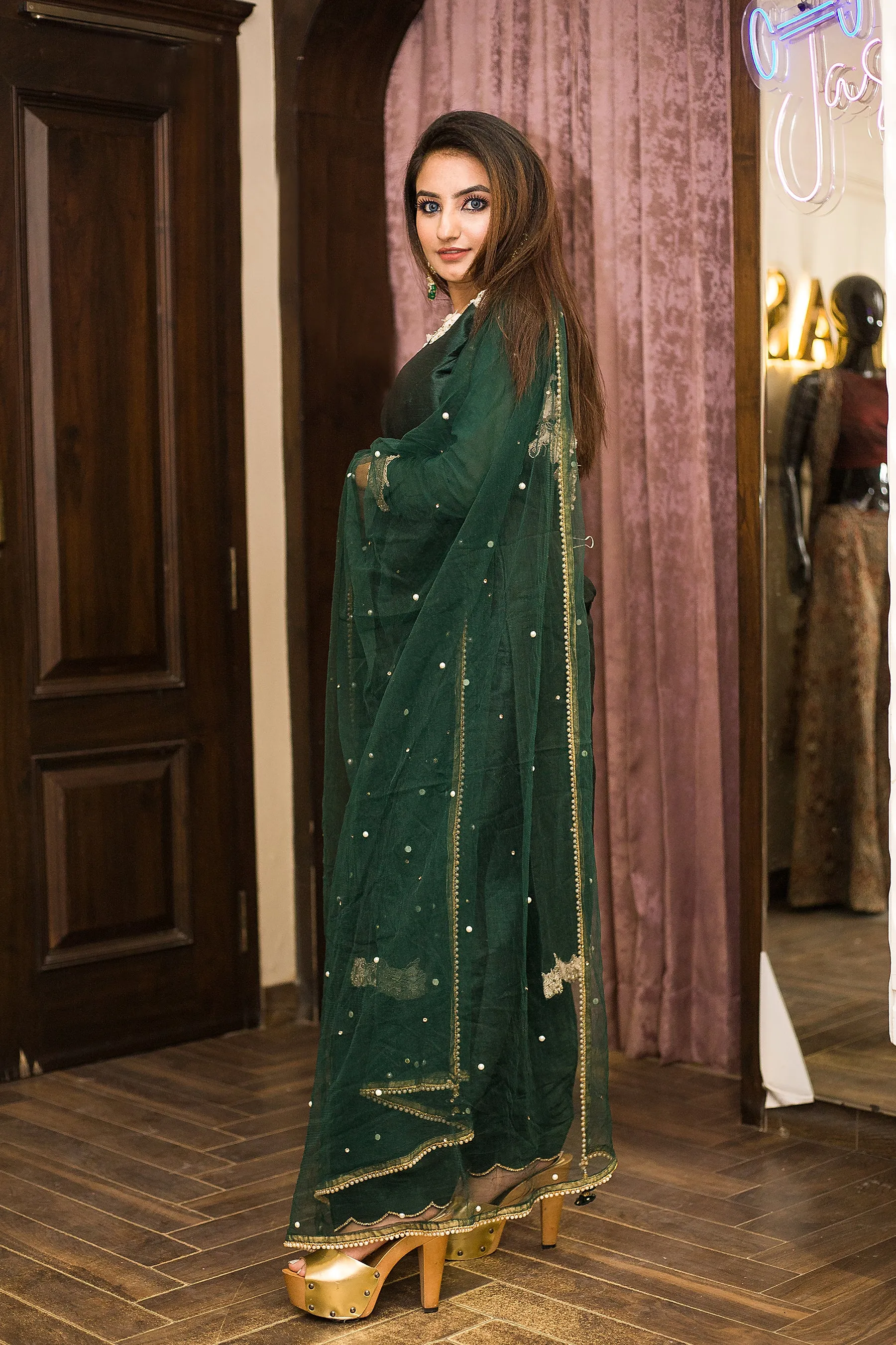 Forest Green Embroidered Salwar Suit